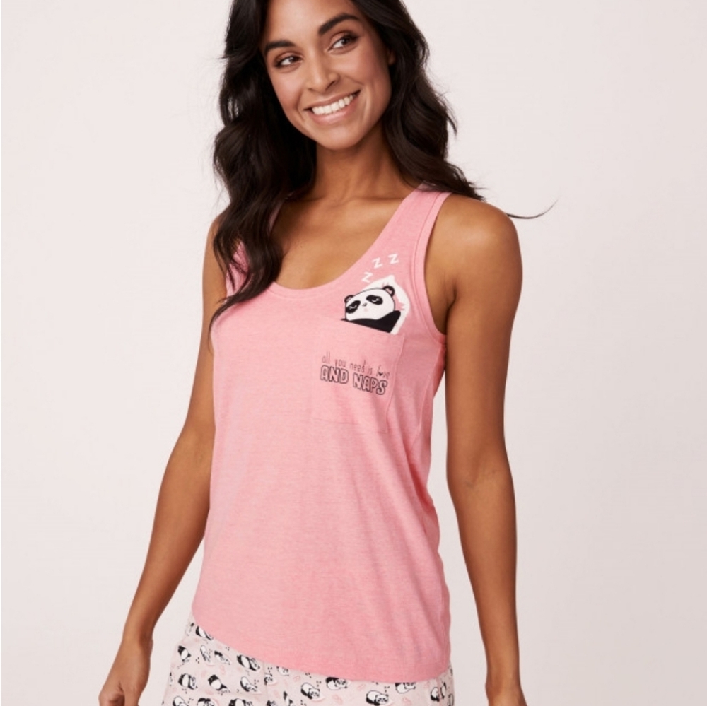 Scoop neckline cami with panda print